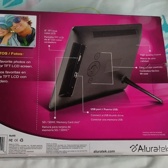 Aluratek 8 inch Digital Photo Frame 1024 x 768 Screen Resolution ADPFWM8S NIB - Picture 6 of 16